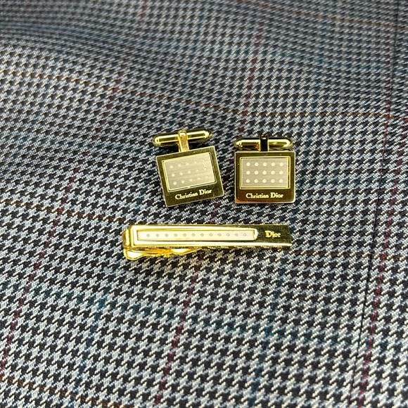 Christian Dior Cufflink and Tie Clip Set - Picture 1 of 5